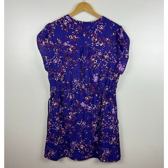 41 Hawthorn Womens Floral Cinched Waist Mini Dress in Purple Sz 1X | Feminine - Picture 9 of 15